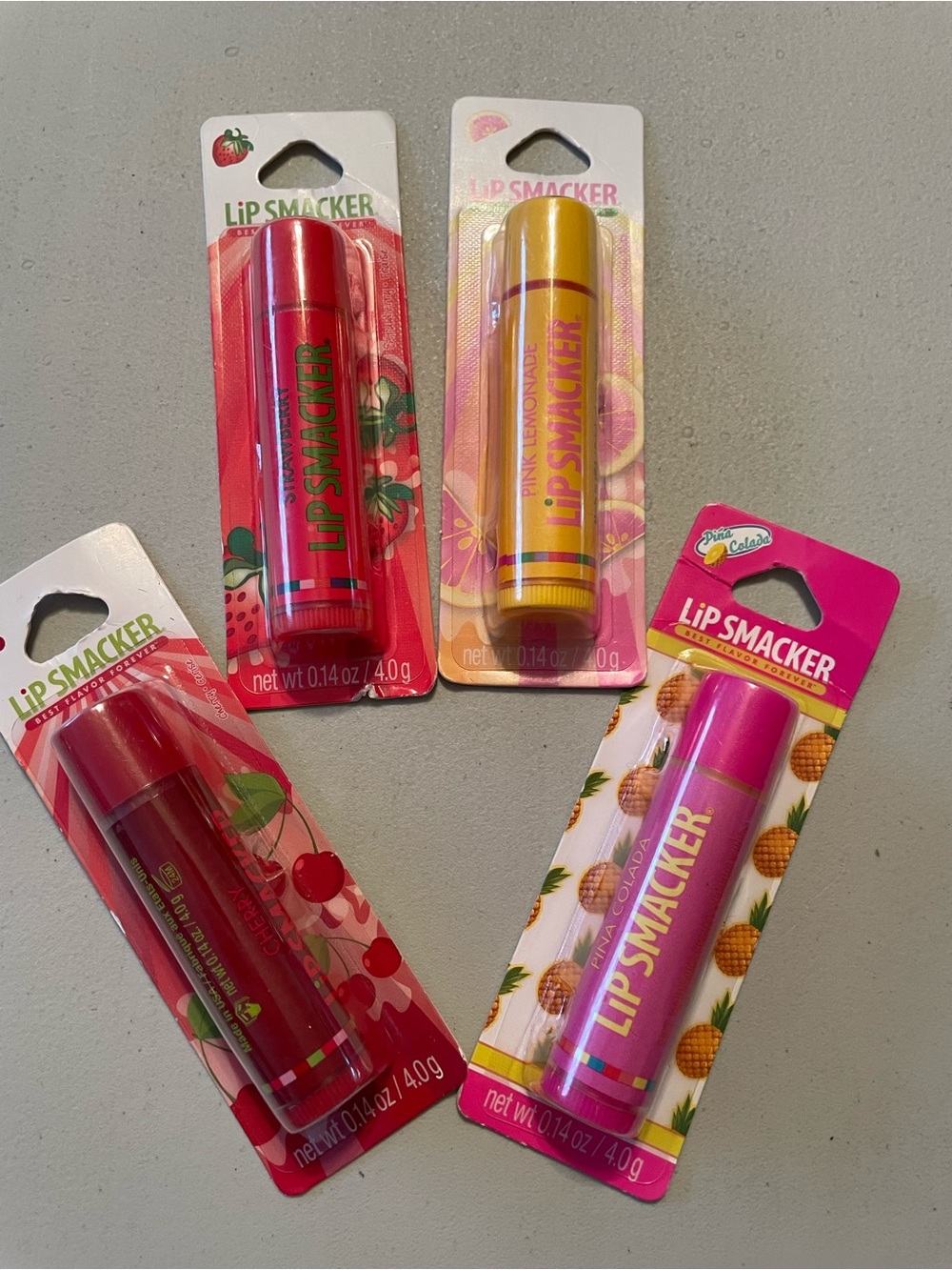 Lipsmackers Lip Balm  Pineapple Strawberry Lemonade Cherry 4x Bundle New